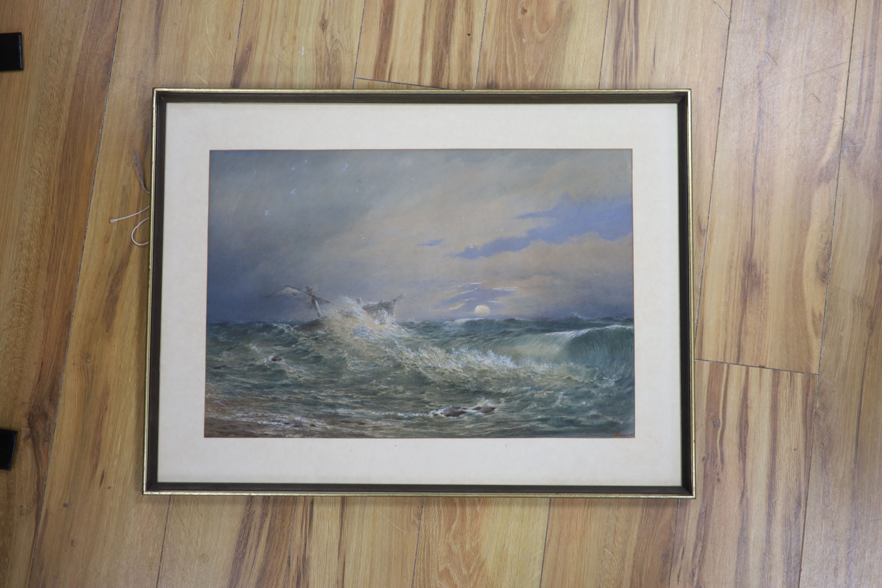 C. Coulen, watercolour, Shipwreck at sea, signed, 37 x 54cm